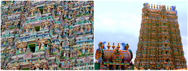 The Meenakshi Temple in Tamil Nadu is a great example of the architectural aesthetic just described.